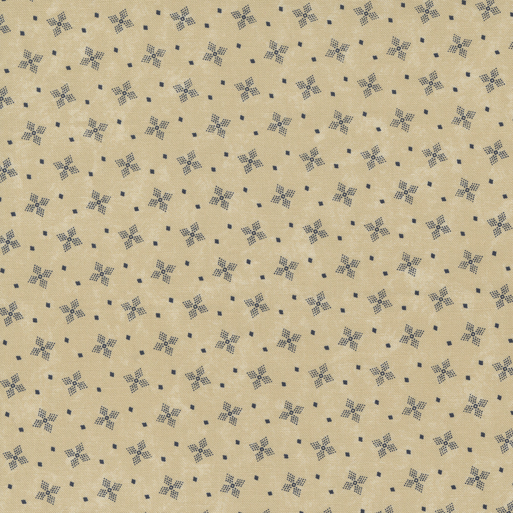 Freedom Road Tan Blue sku 9694 22, sold by 1/2 yard - Good Vibes Quilt Shop