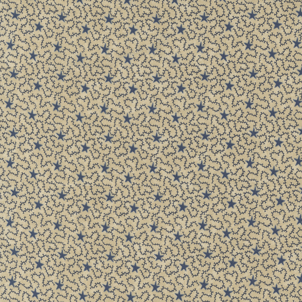 Freedom Road Tan Blue sku 9695 21, sold by 1/2 yard - Good Vibes Quilt Shop