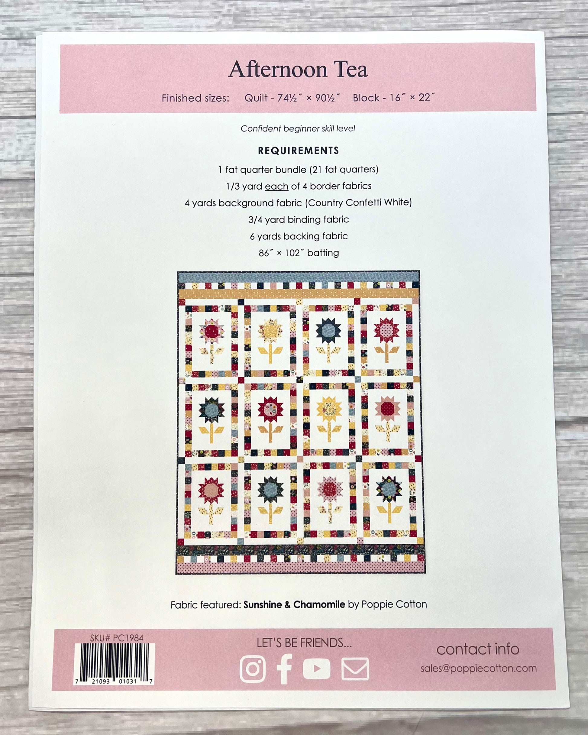 Afternoon Tea Quilt Pattern, for the Sunshine & Chamomile Collection - Good Vibes Quilt Shop