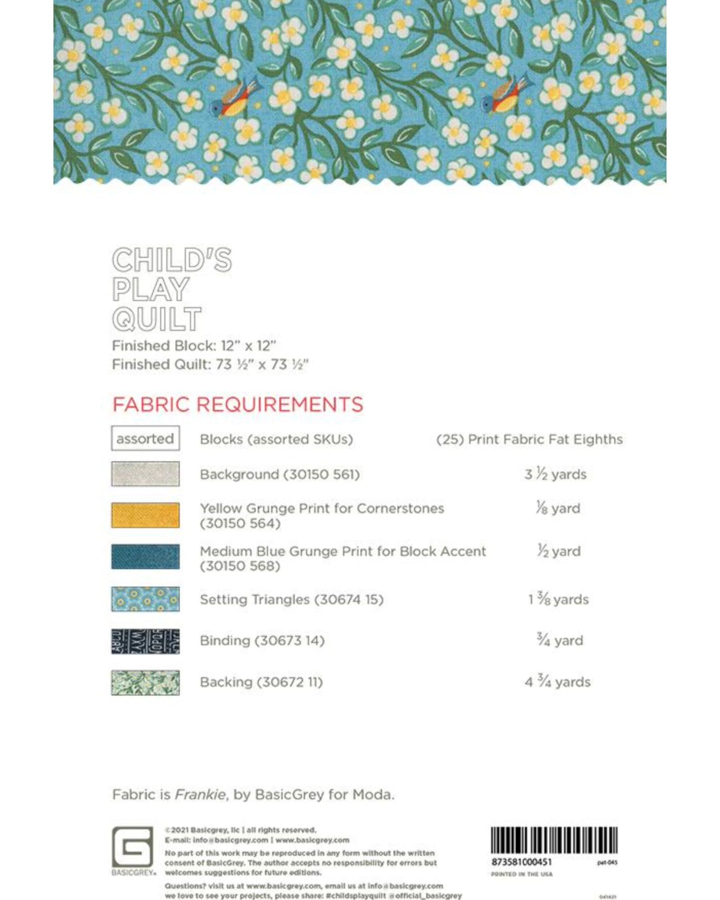 Childs Play Quilt Pattern, by Basic Grey, PAT045 - Good Vibes Quilt Shop