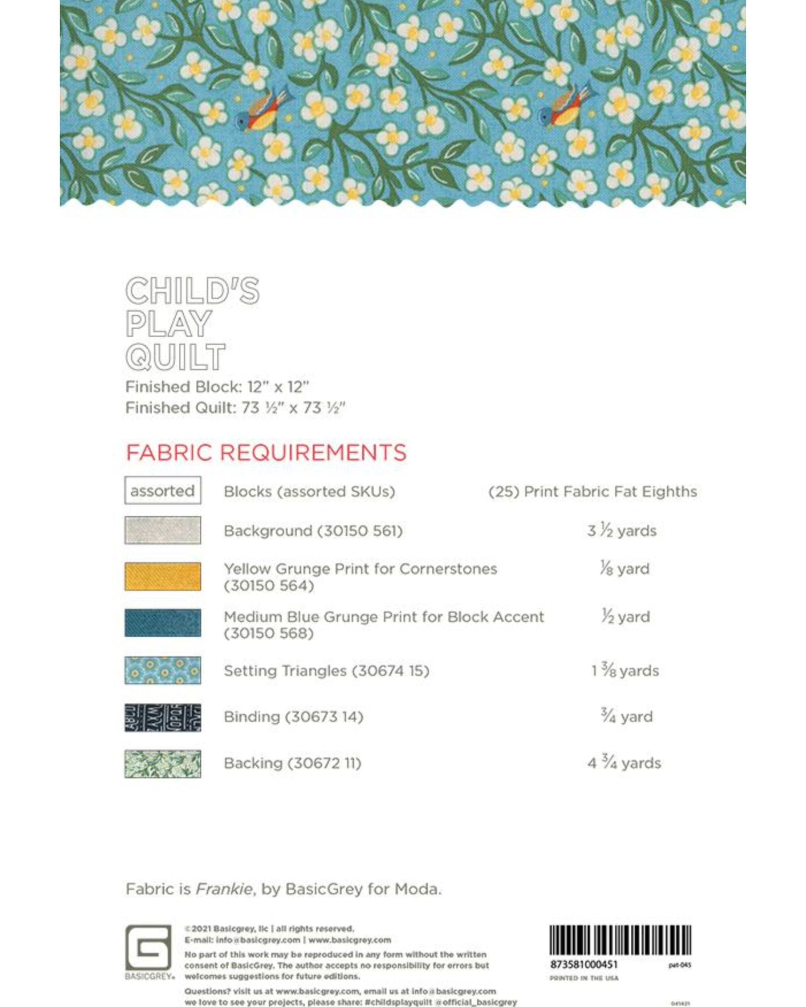 Childs Play Quilt Pattern, by Basic Grey, PAT045 - Good Vibes Quilt Shop