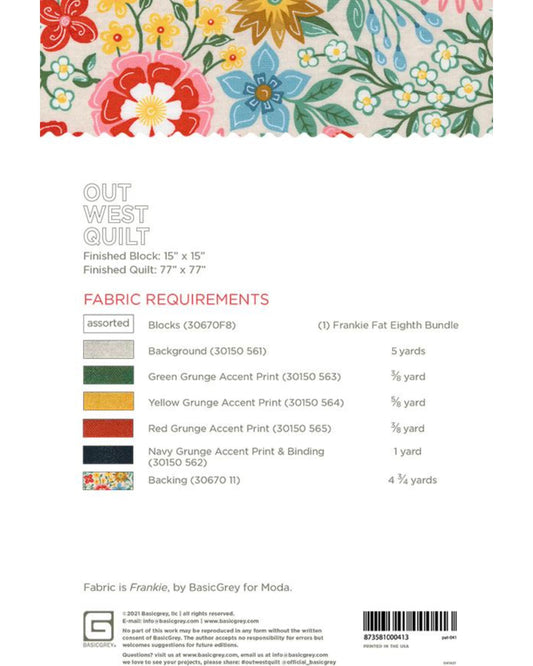 Out West Quilt Pattern, by Basic Grey, PAT041, Fat 8th Friendly Pattern - Good Vibes Quilt Shop