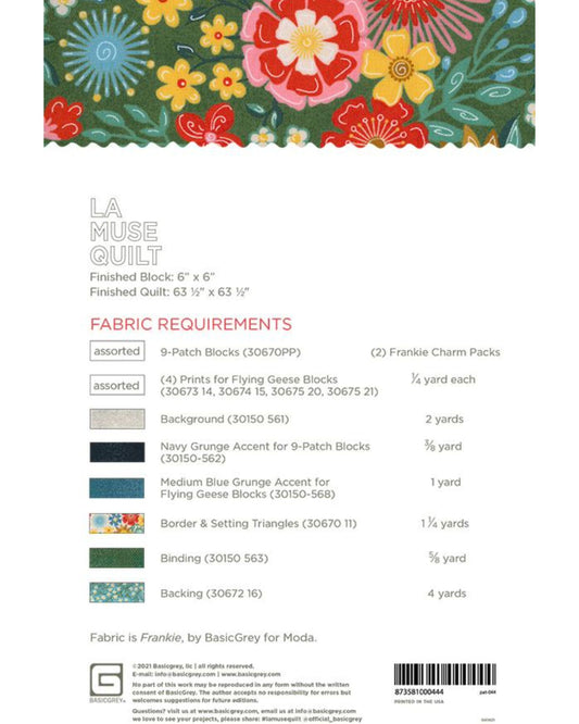 La Muse Quilt Pattern, by Basic Grey, PAT044, Layer Cake or 10" Stacker Friendly Pattern - Good Vibes Quilt Shop