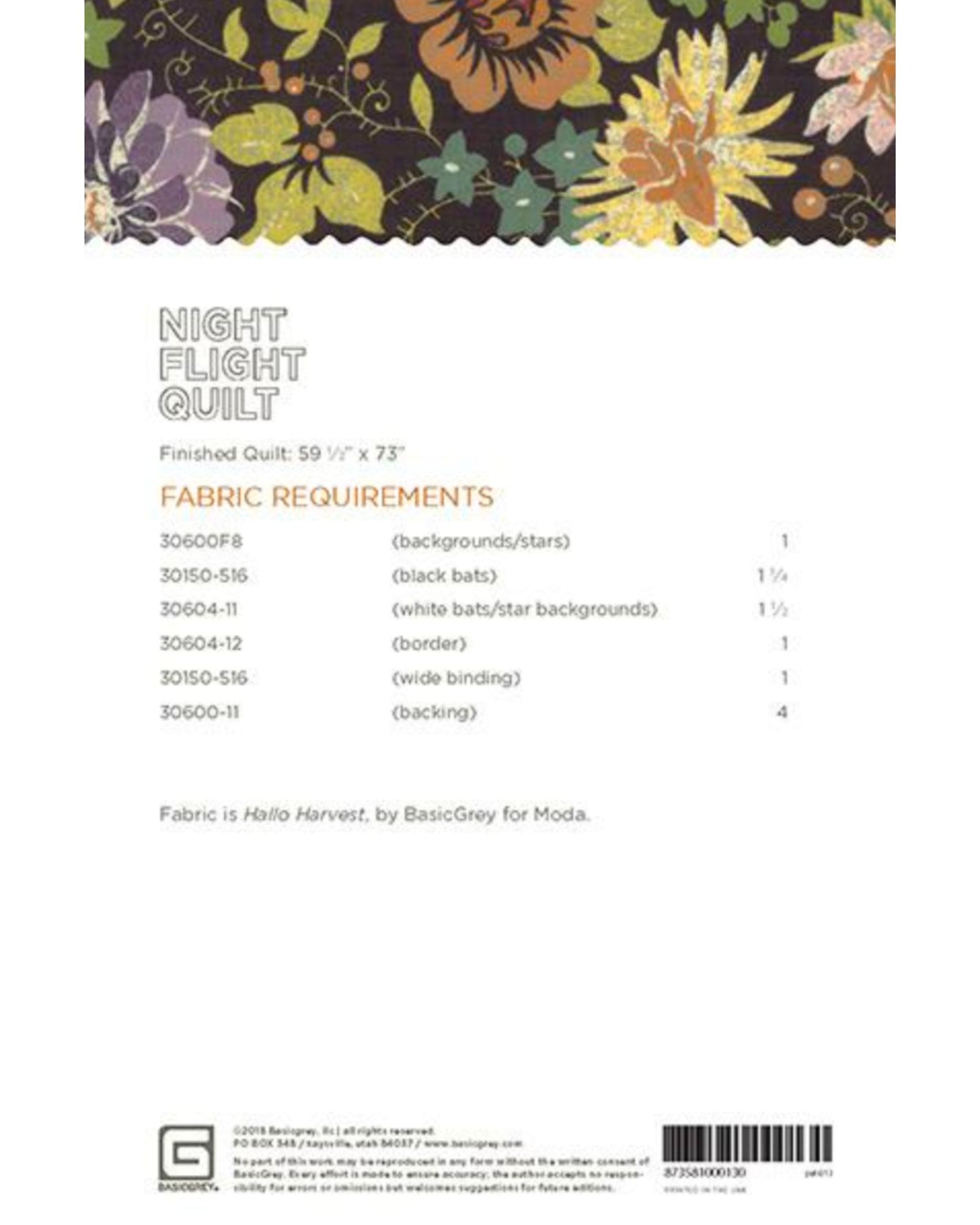 Night Flight Quilt Pattern, by Basic Grey, PAT013 - Good Vibes Quilt Shop
