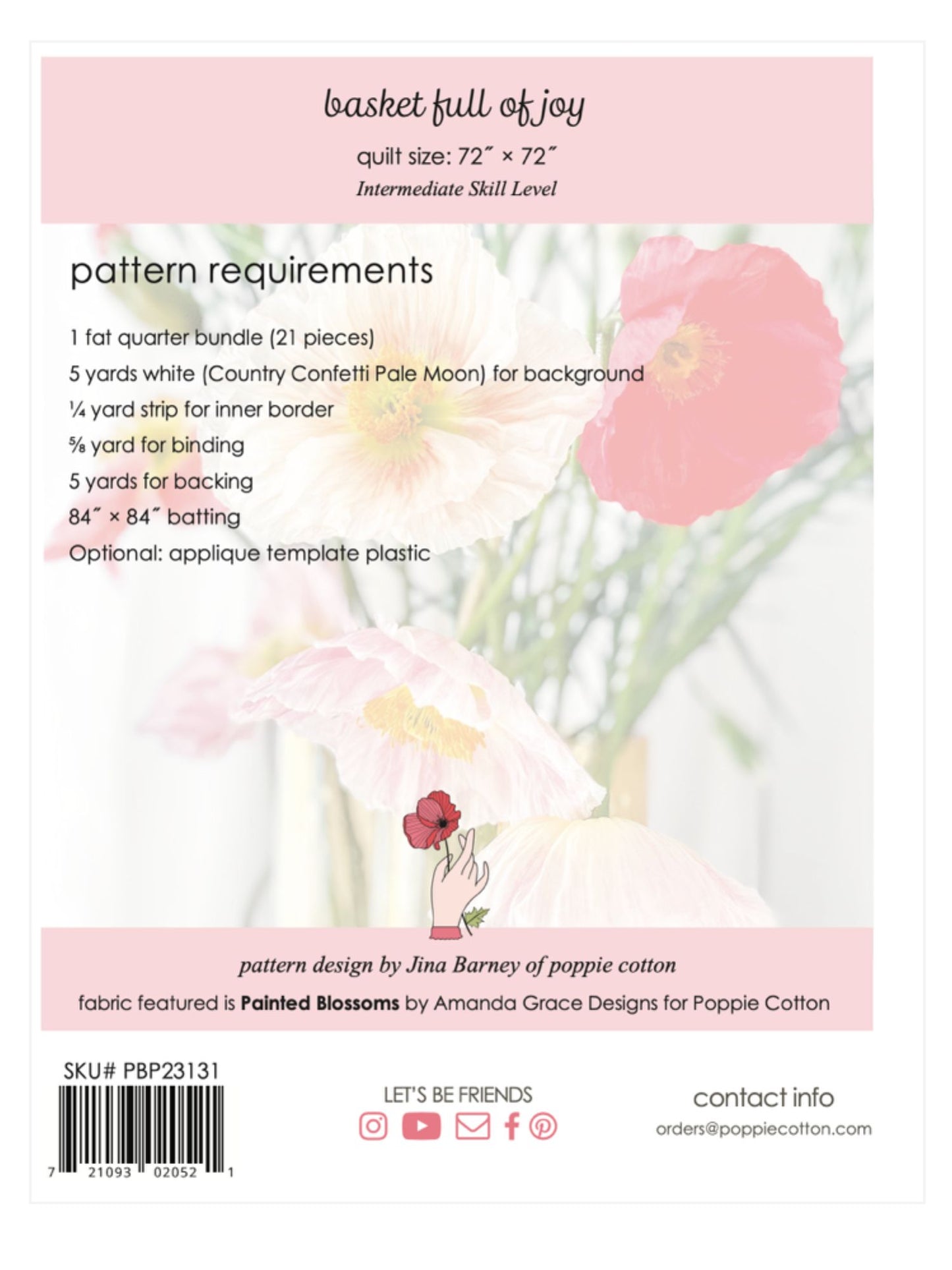 Basket Full of Joy Quilt Pattern for the Painted Blossoms Collection, *PREORDER - Good Vibes Quilt Shop