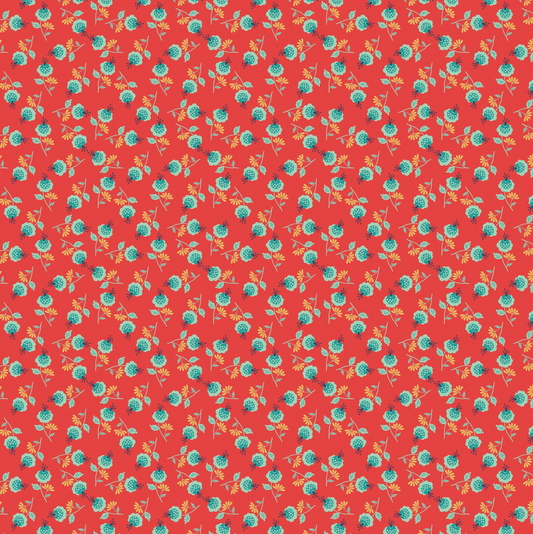 Betsy's Sewing Kit, Darling Daisy, Red, BK22110, sold by the 1/2 yard - Good Vibes Quilt Shop