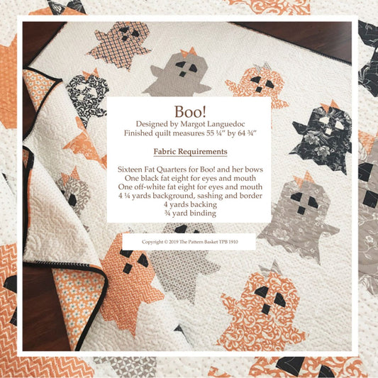 Boo! Pattern, by Pattern Basket, TPB1910, Fat Quarter Friendly - Good Vibes Quilt Shop