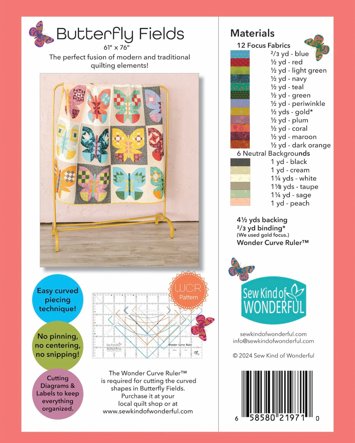 Butterfly Fields Quilt Pattern Booklet, Sew Kind of Wonderful