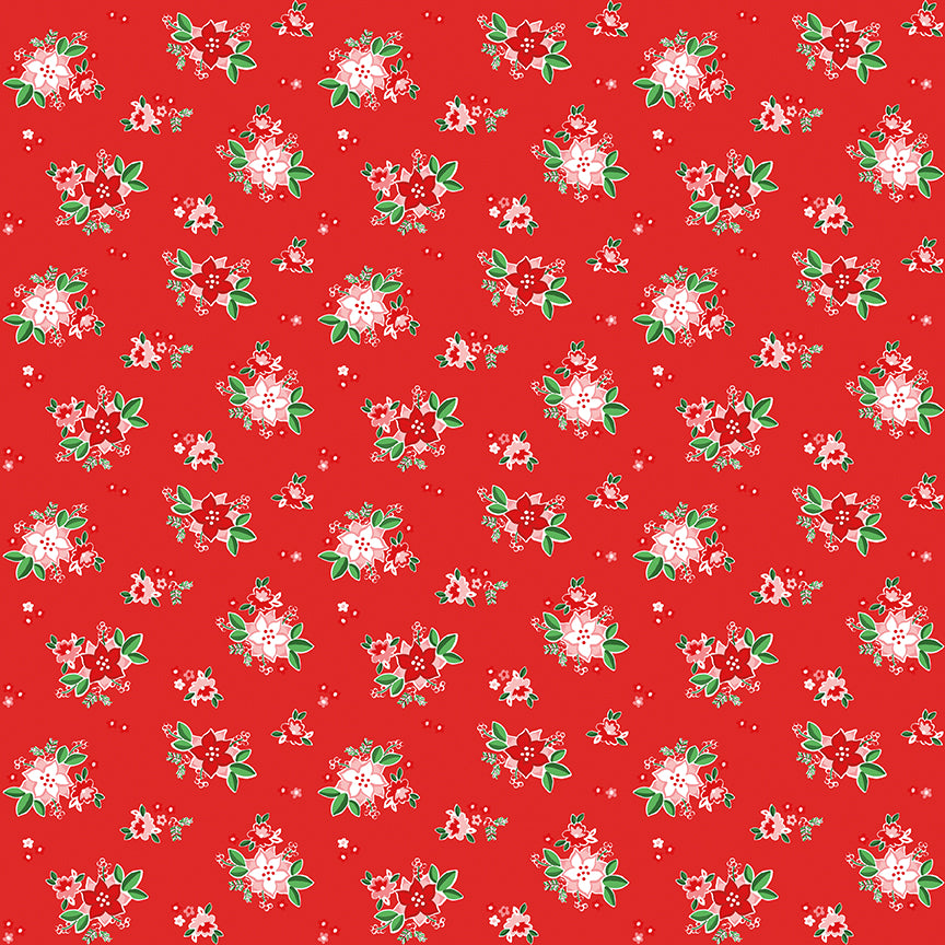 Pixie Noel 2 by Tasha Noel a Riley Blake Designs Collection, Red Poinsettias, Sold by the 1/2 yard - Good Vibes Quilt Shop