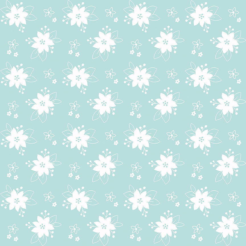 Pixie Noel 2 by Tasha Noel a Riley Blake Designs Collection, Aqua Floral, Sold by the 1/2 yard - Good Vibes Quilt Shop