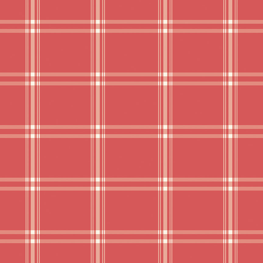 Old Fashioned Christmas by My Minds Eye a Riley Blake Designs Collection,  Coral Red Plaid, Sold by the 1/2 yard - Good Vibes Quilt Shop