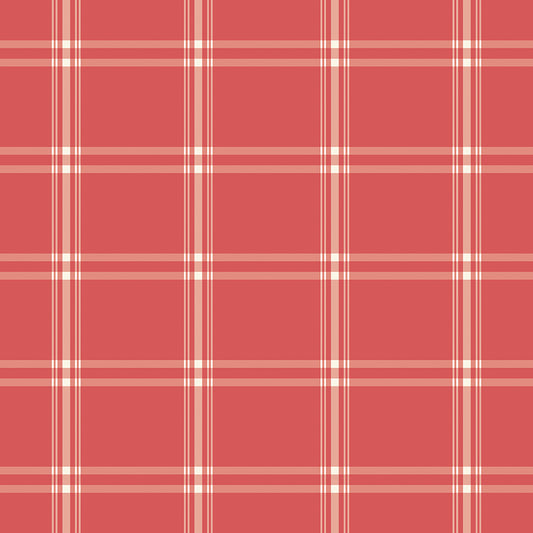 Old Fashioned Christmas by My Minds Eye a Riley Blake Designs Collection,  Coral Red Plaid, Sold by the 1/2 yard - Good Vibes Quilt Shop