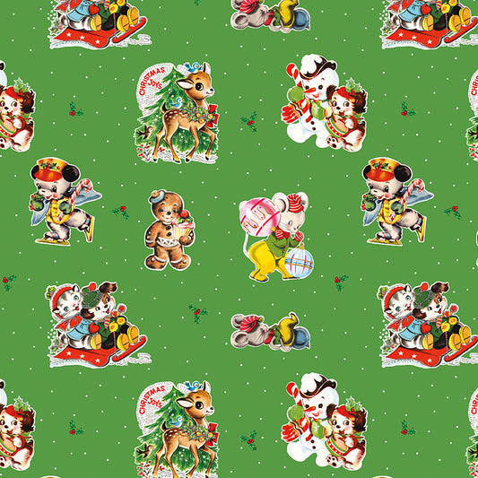 Christmas Joy by Lindsey Wilkes a Riley Blake Designs Collection, Green Main, Sold by the 1/2 yard