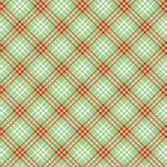 Christmas Joy by Lindsey Wilkes a Riley Blake Designs Collection, Green Tartan, Sold by the 1/2 yard