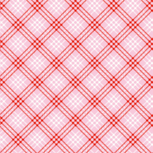 Christmas Joy by Lindsey Wilkes a Riley Blake Designs Collection, Pink Tartan, Sold by the 1/2 yard