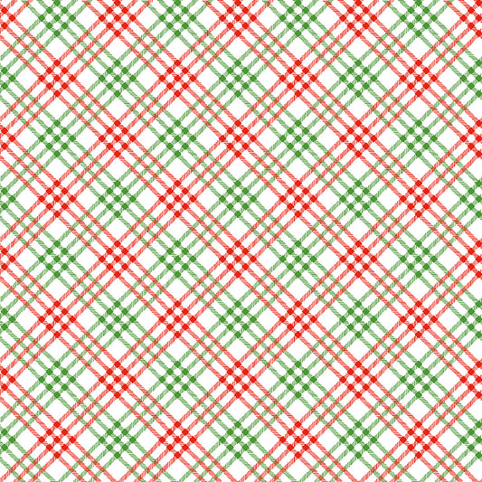 Christmas Joy by Lindsey Wilkes a Riley Blake Designs Collection, White Tartan, Sold by the 1/2 yard