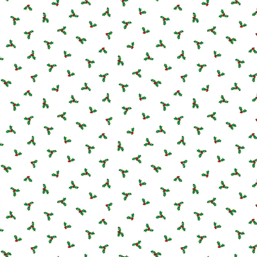 Christmas Joy by Lindsey Wilkes a Riley Blake Designs Collection, White Holly, Sold by the 1/2 yard - Good Vibes Quilt Shop