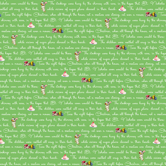 Christmas Joy by Lindsey Wilkes a Riley Blake Designs Collection, Green Text, Sold by the 1/2 yard