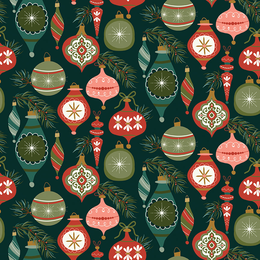 Christmas is in Town, C14741 Forest Ornaments, sold by the 1/2 yard, PREORDER - Good Vibes Quilt Shop