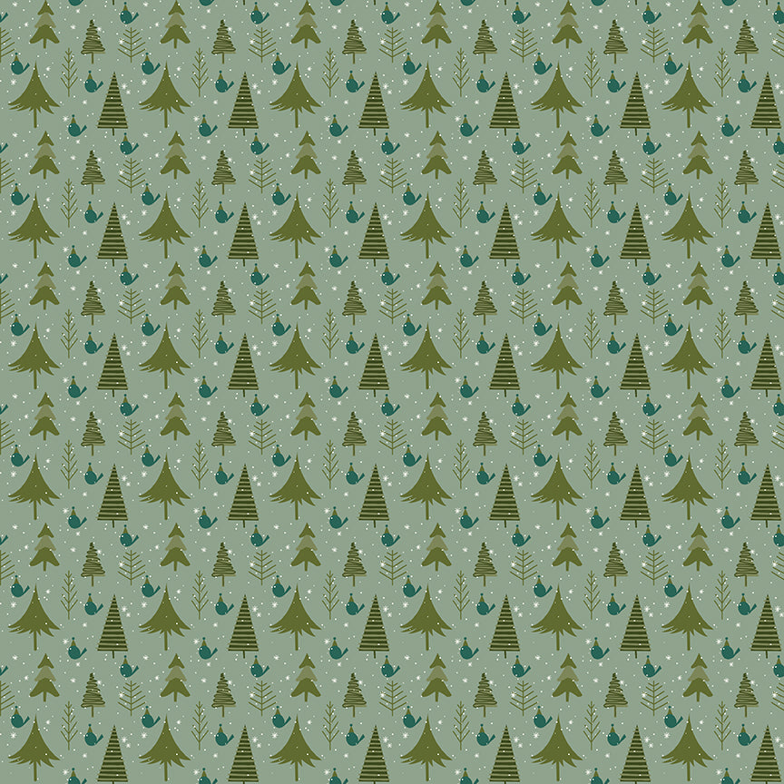 Christmas is in Town, C14744-Sage Trees, sold by the 1/2 yard, PREORDER - Good Vibes Quilt Shop