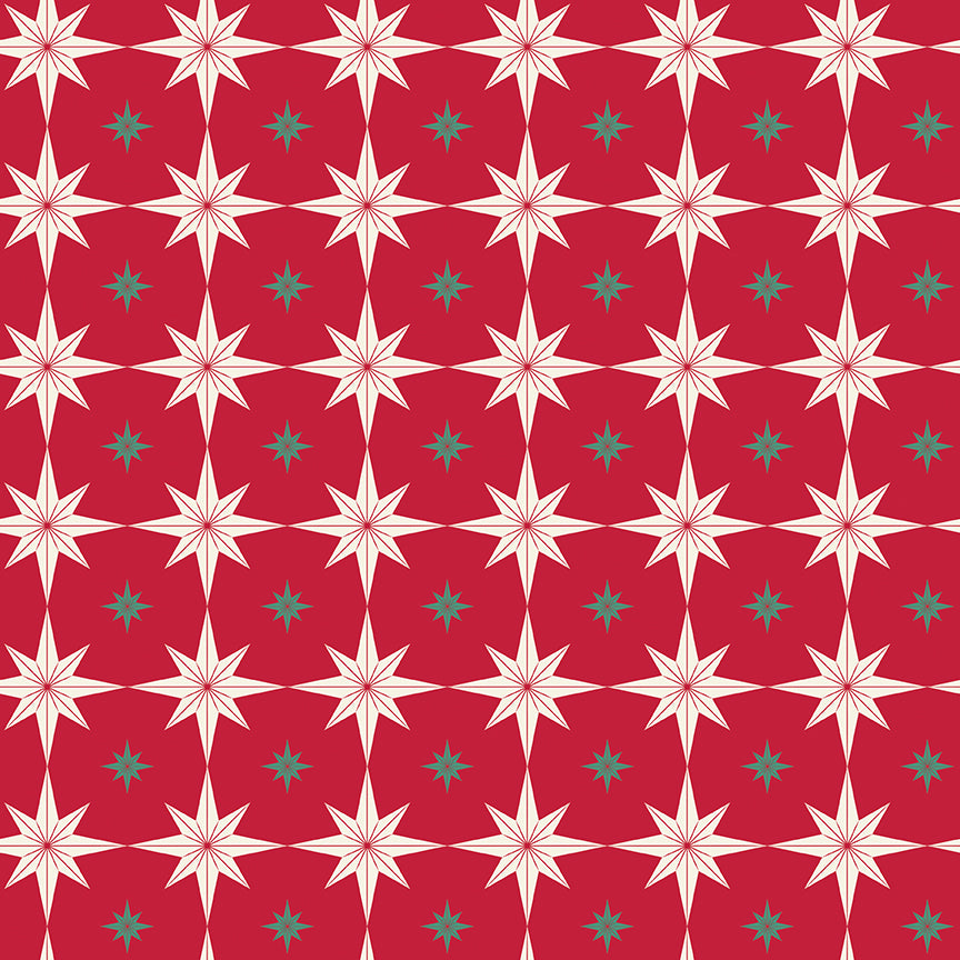 Merry Little Christmas, by My Mind's Eye, C14843 Red Starbursts - Good Vibes Quilt Shop