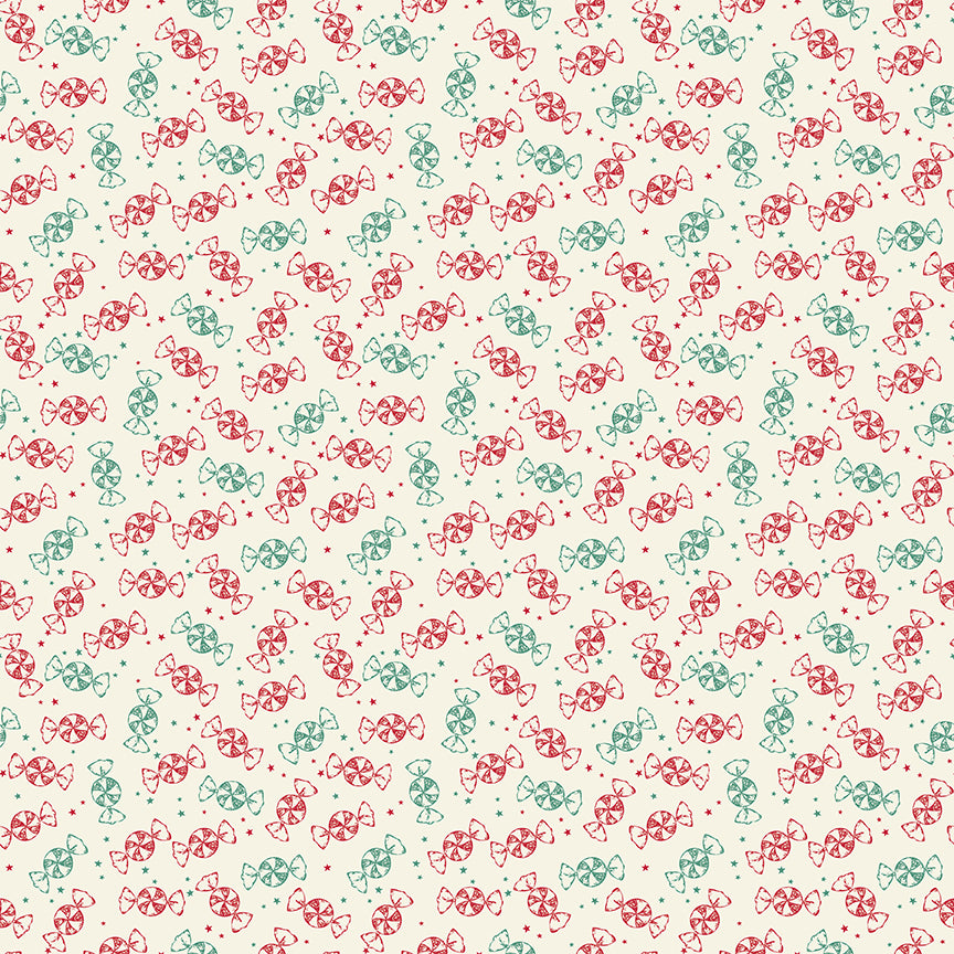 Merry Little Christmas, by My Mind's Eye, C14846 Cream Peppermint - Good Vibes Quilt Shop