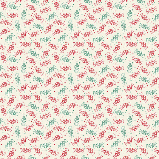 Merry Little Christmas, by My Mind's Eye, C14846 Cream Peppermint - Good Vibes Quilt Shop