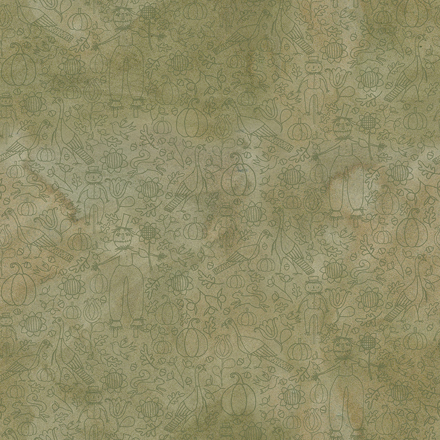 Bittersweet Farm, Olive Icons, C14855 Olive Green - Good Vibes Quilt Shop