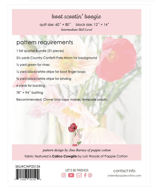 Boot Scootin Boogie Quilt Pattern, for Calico Cowgirl, CWP23134, *PREORDER - Good Vibes Quilt Shop