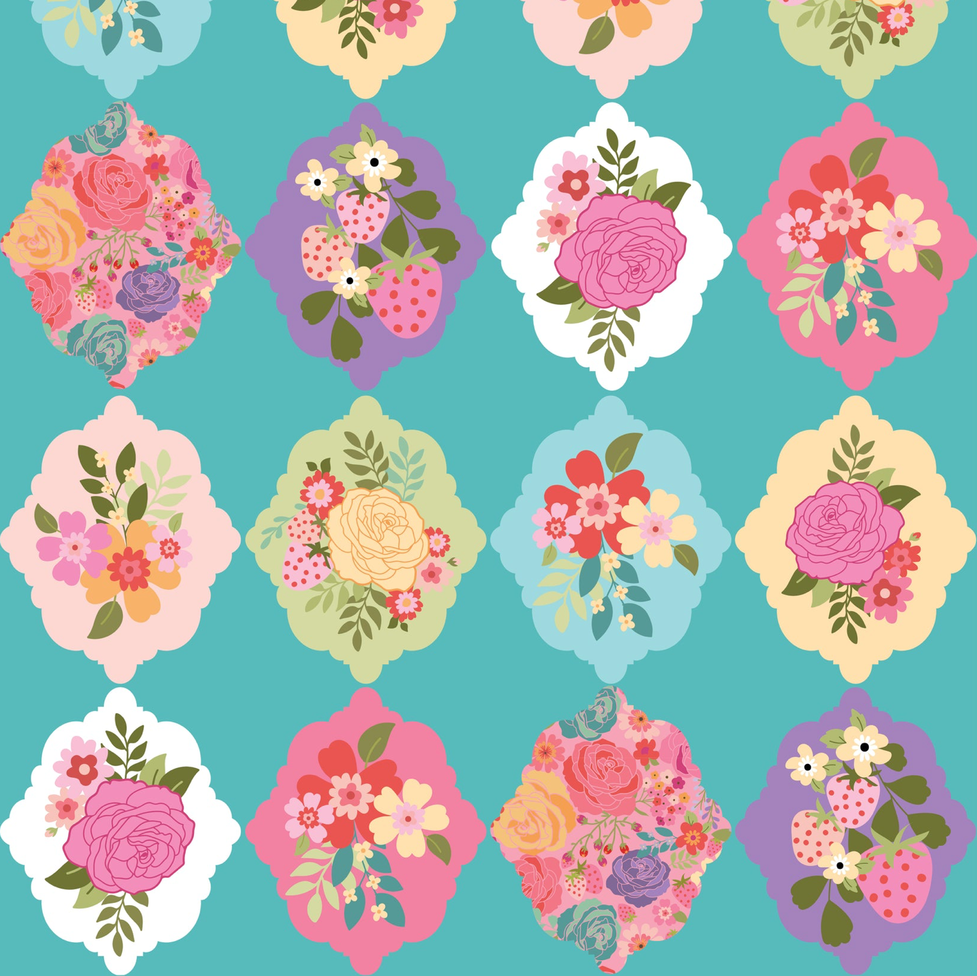 Calico Cowgirls, Wallpaper Roses Teal, CW24804, sold by 1/2 yard, *PREORDER - Good Vibes Quilt Shop