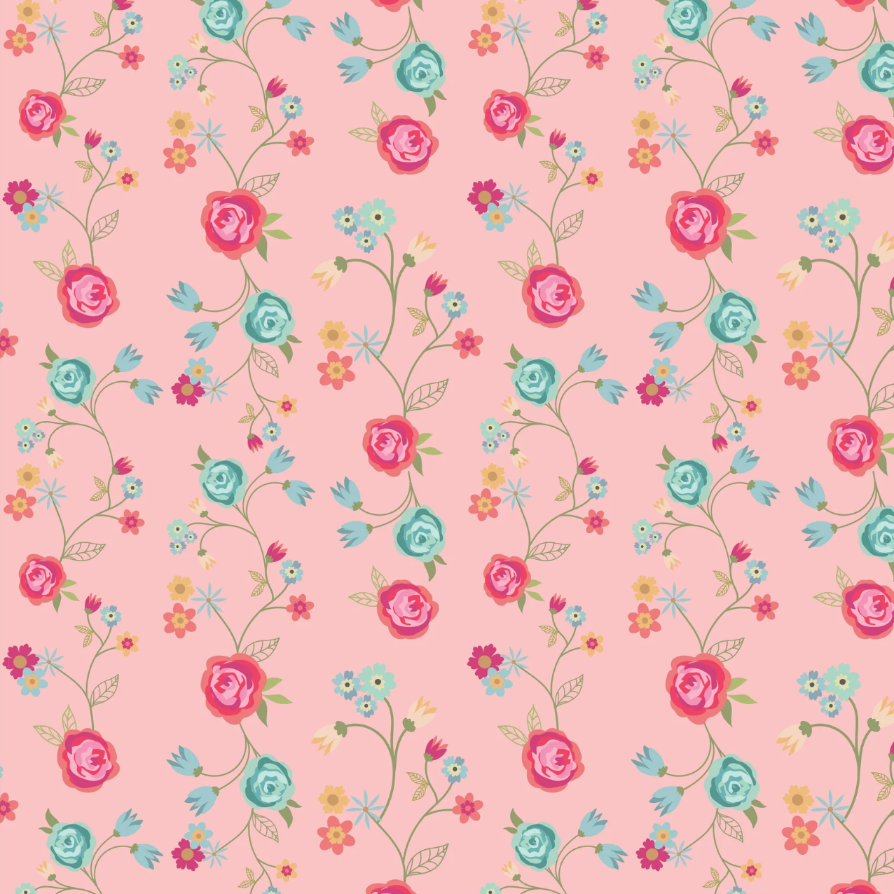 Calico Cowgirls, Floral & Vines Pink, CW24818 - Good Vibes Quilt Shop