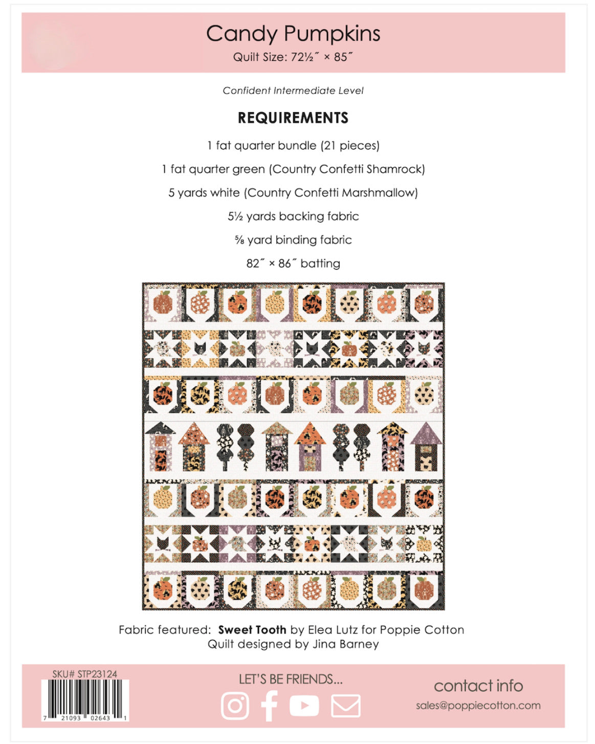 Candy Pumpkins Pattern, for the Sweet Tooth Collection - Good Vibes Quilt Shop