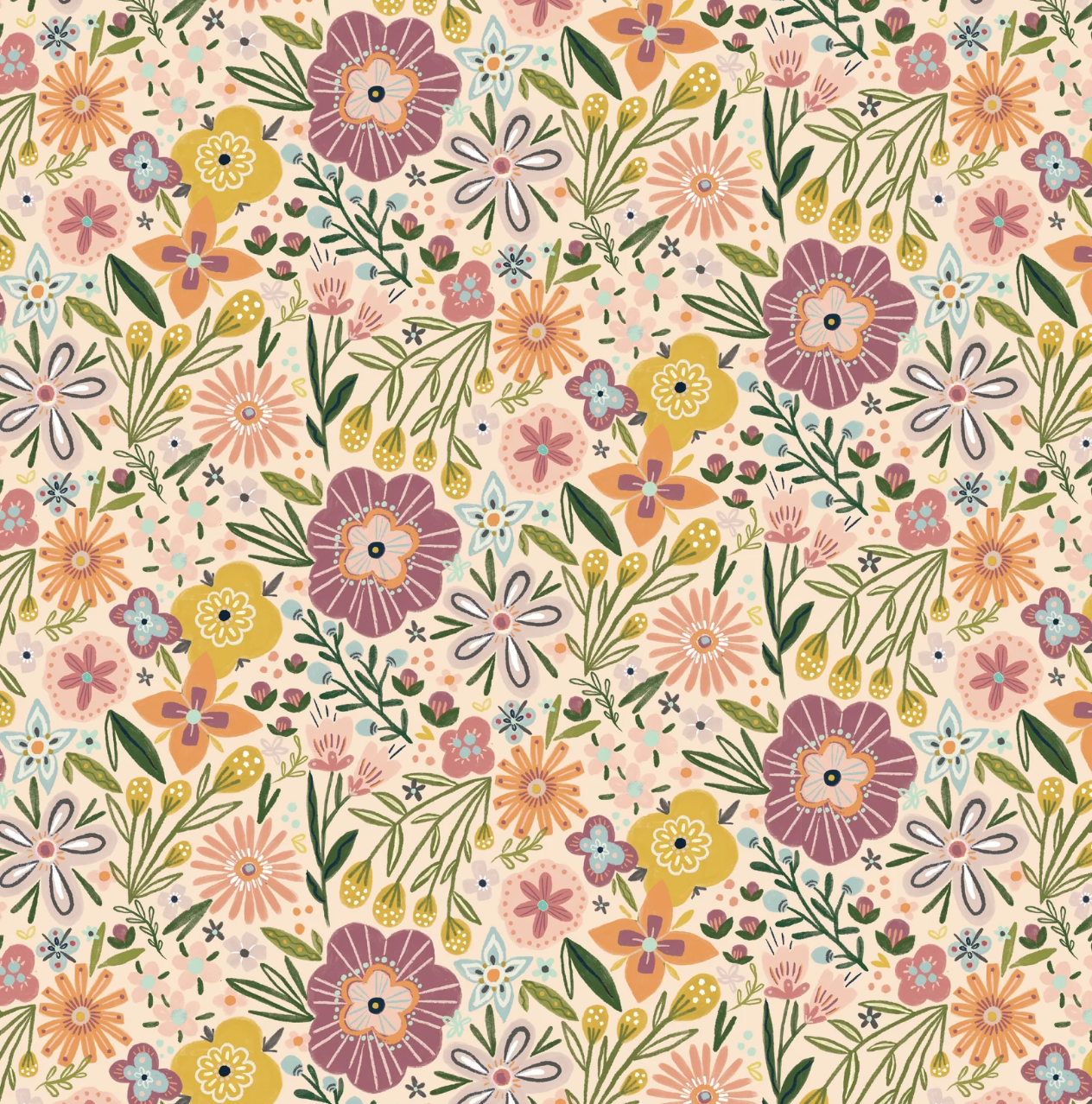 Cottage Charm, Bursting Blossom Peach CH24748, sold by the 1/2 yard - Good Vibes Quilt Shop