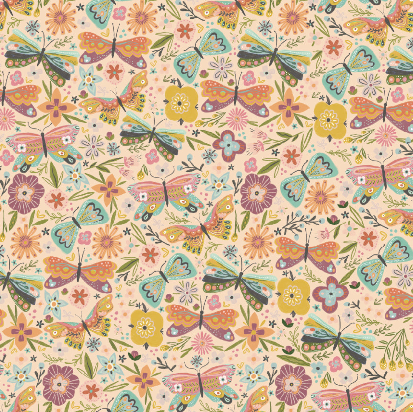Cottage Charm, Butterfly Blossom Peach CH24745, sold by the 1/2 yard, *PREORDER - Good Vibes Quilt Shop