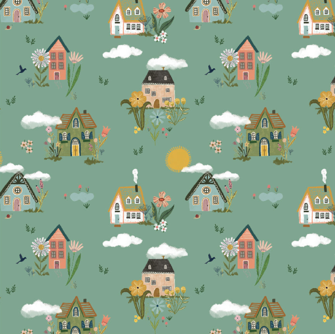 Cottage Charm, Cottage Garden, Teal, CH24743, sold by the 1/2 yard, *PREORDER - Good Vibes Quilt Shop