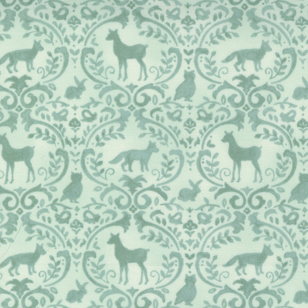 Effies Wood Damask Animals Mint, 56014 15, sold by the 1/2 yard - Good Vibes Quilt Shop