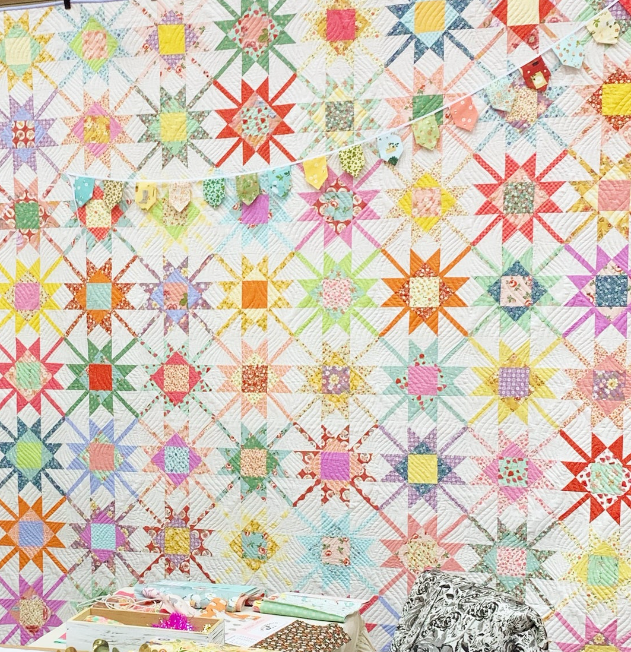 Delightful Dahlia Quilt, from the Forget Me Not Collection, a STASH BUSTER PATTERN!