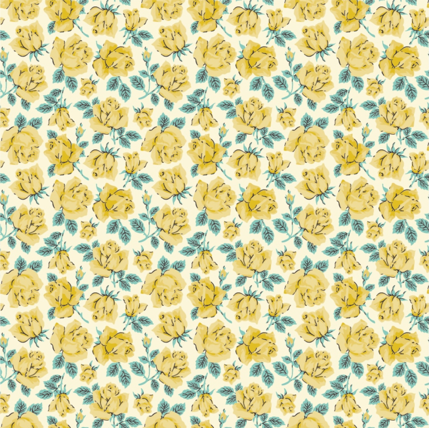 Delightful Department Store Carol’s Roses Yellow DS23204, sold by the 1/2 yard - Good Vibes Quilt Shop