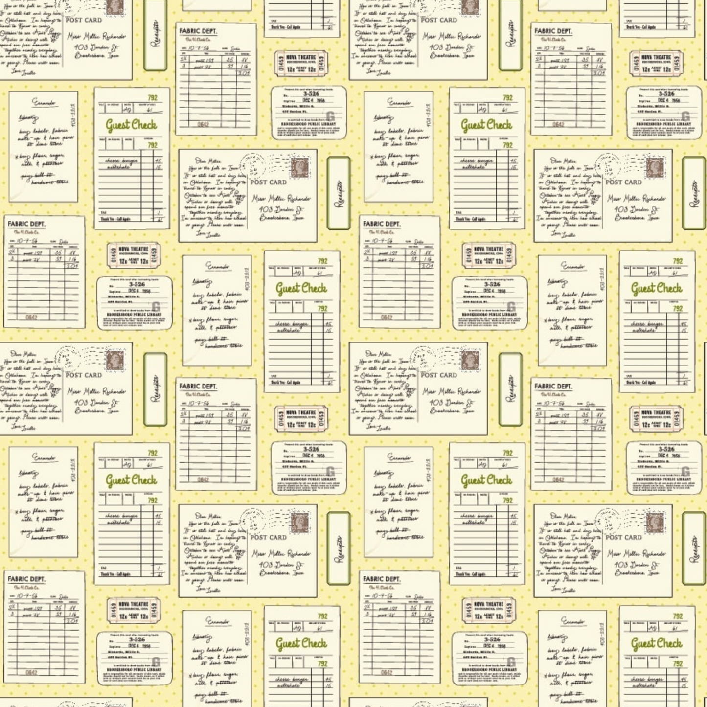 Delightful Department Store, Lunchdate, Yellow DS23207, sold by the 1/2 yard - Good Vibes Quilt Shop