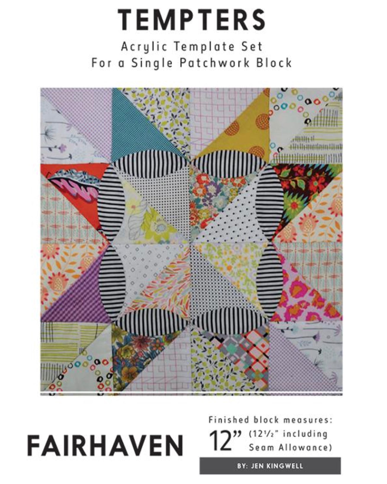 FairhavenTemplate_JenKingwellDesigns, Moda Fabrics, Amitie Textiles, 12 inch block