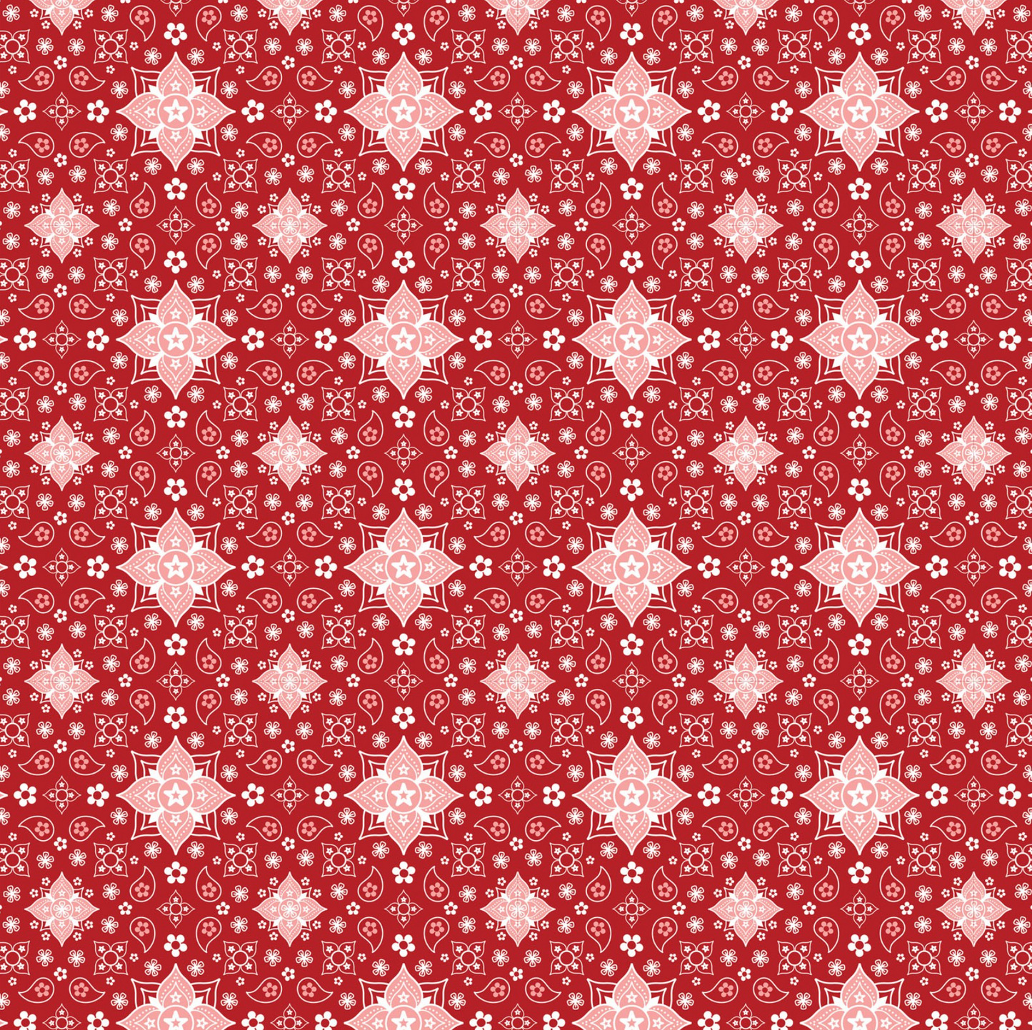 FarmGirls Unite Poppie Cotton Quilt Fabric FG20723, Bandanas Forever Red