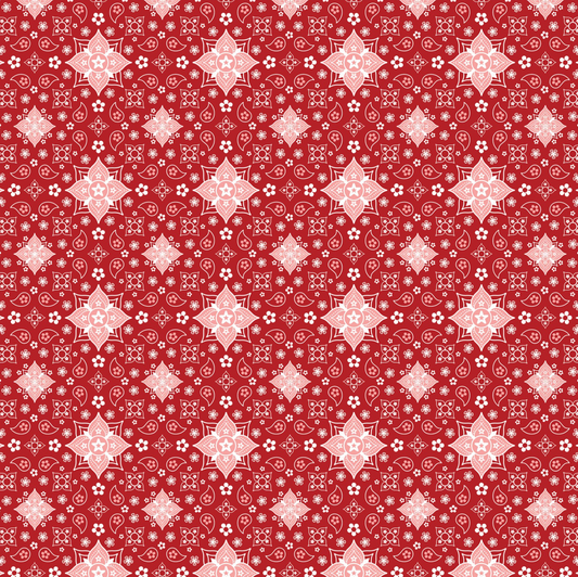 FarmGirls Unite Poppie Cotton Quilt Fabric FG20723, Bandanas Forever Red