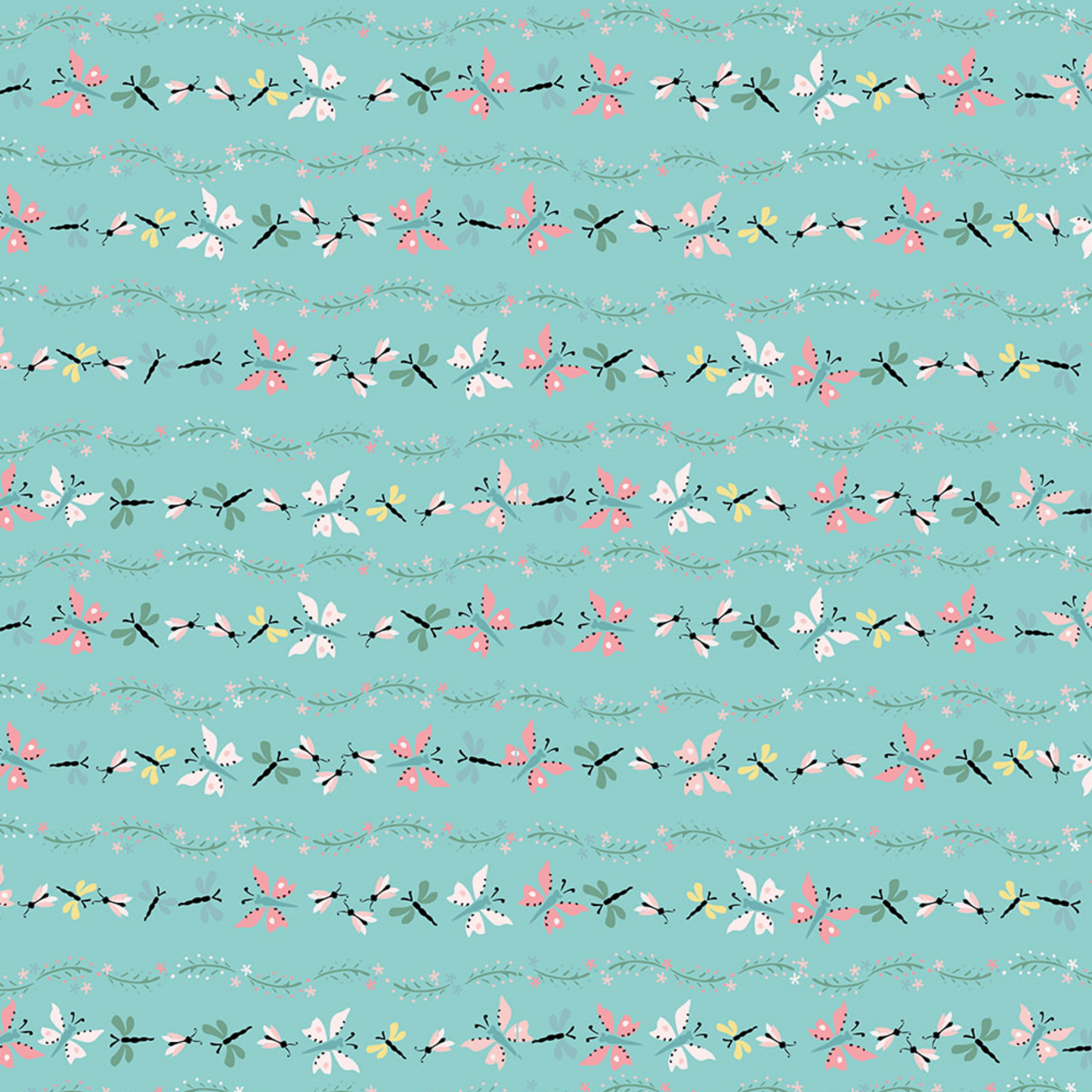 Finding Wonder Fabric, Butterflies and Bugs, Blue, FW24207, sold by the 1/2 yard - Good Vibes Quilt Shop