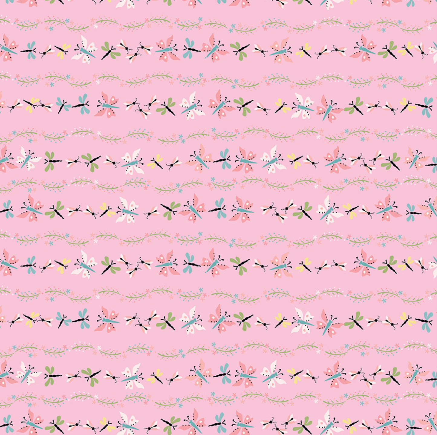 Finding Wonder Fabric, Butterflies and Bugs, Pink, FW24208, sold by the 1/2 yard - Good Vibes Quilt Shop