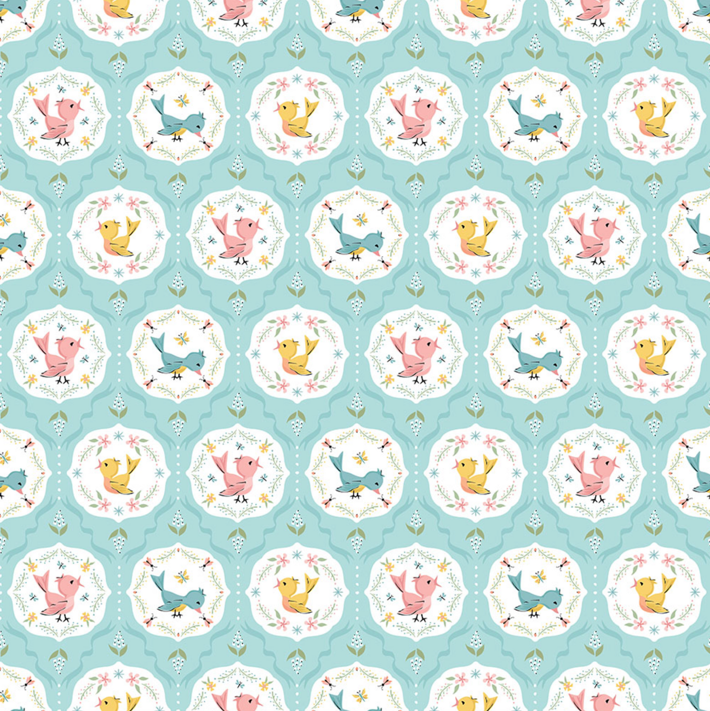 Finding Wonder Fabric, Tweeting Blue, FW24209, sold by the 1/2 yard - Good Vibes Quilt Shop
