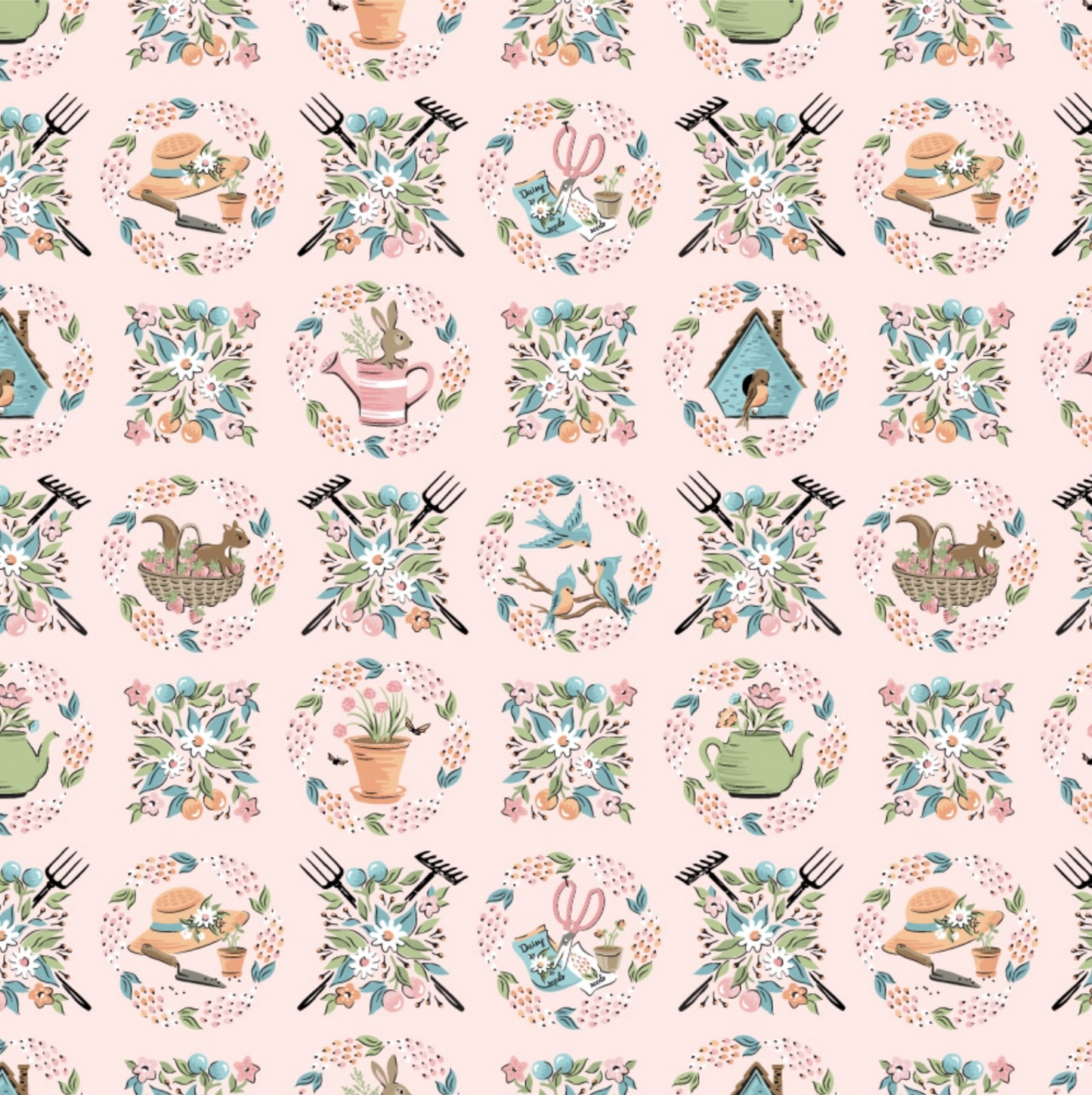 Garden Party, Sweet Wreaths Blush, GP23300, sold by the 1/2 yard - Good Vibes Quilt Shop