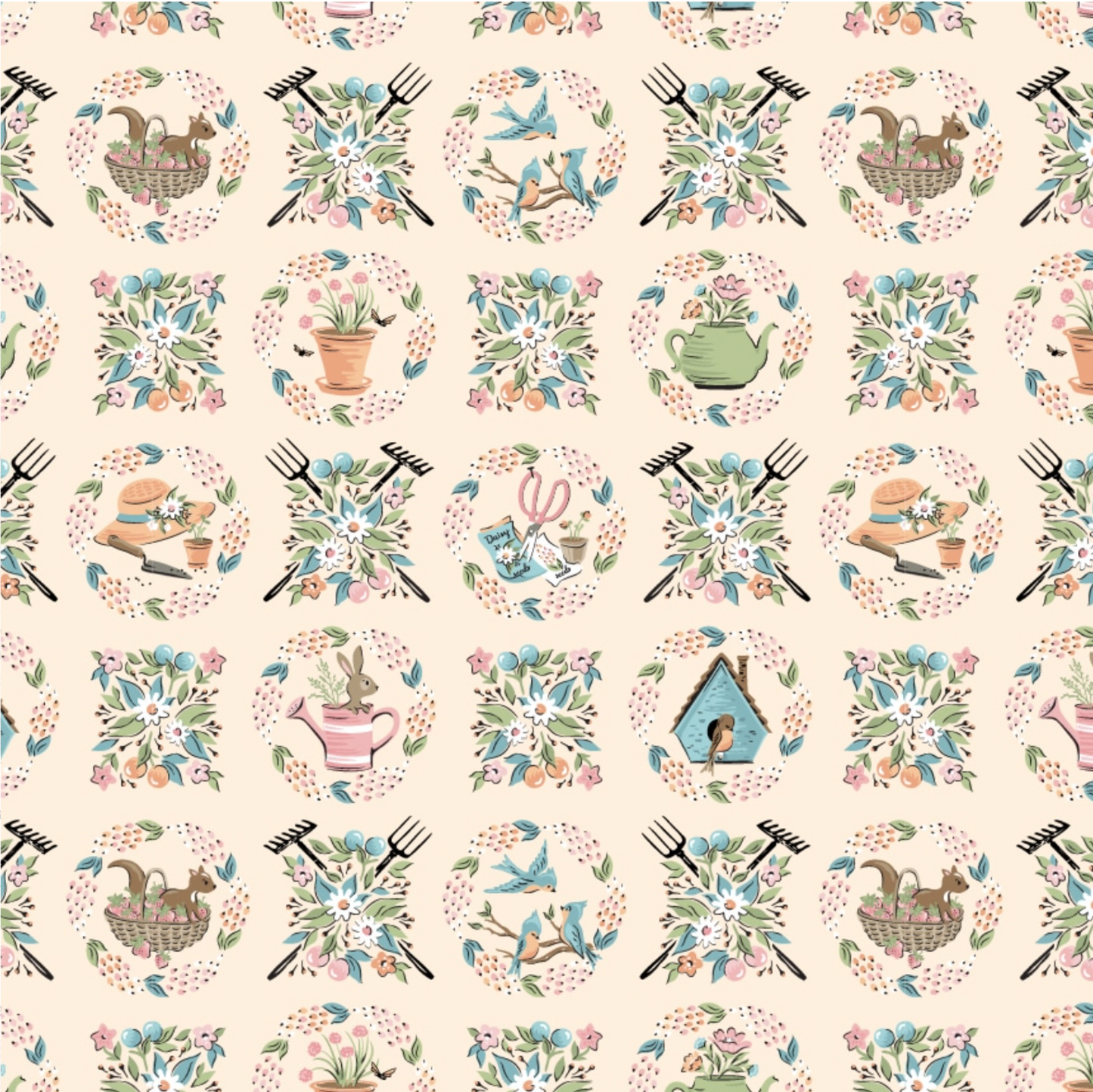 Garden Party, Sweet Wreaths Yellow, GP23301, sold by the 1/2 yard - Good Vibes Quilt Shop