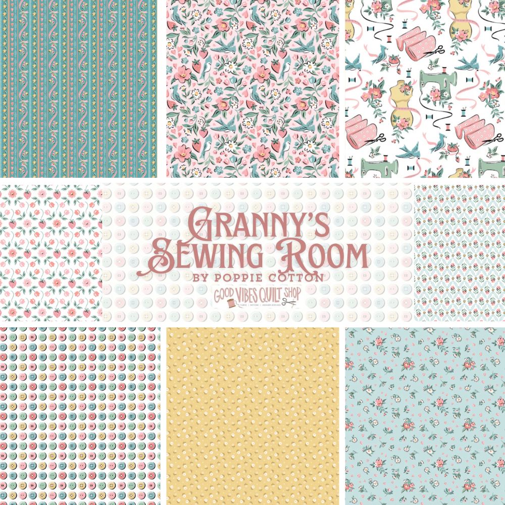 Granny's Sewing Room, Fat Quarter Bundles 27 Prints, GS25930, PREORDER! - Good Vibes Quilt Shop