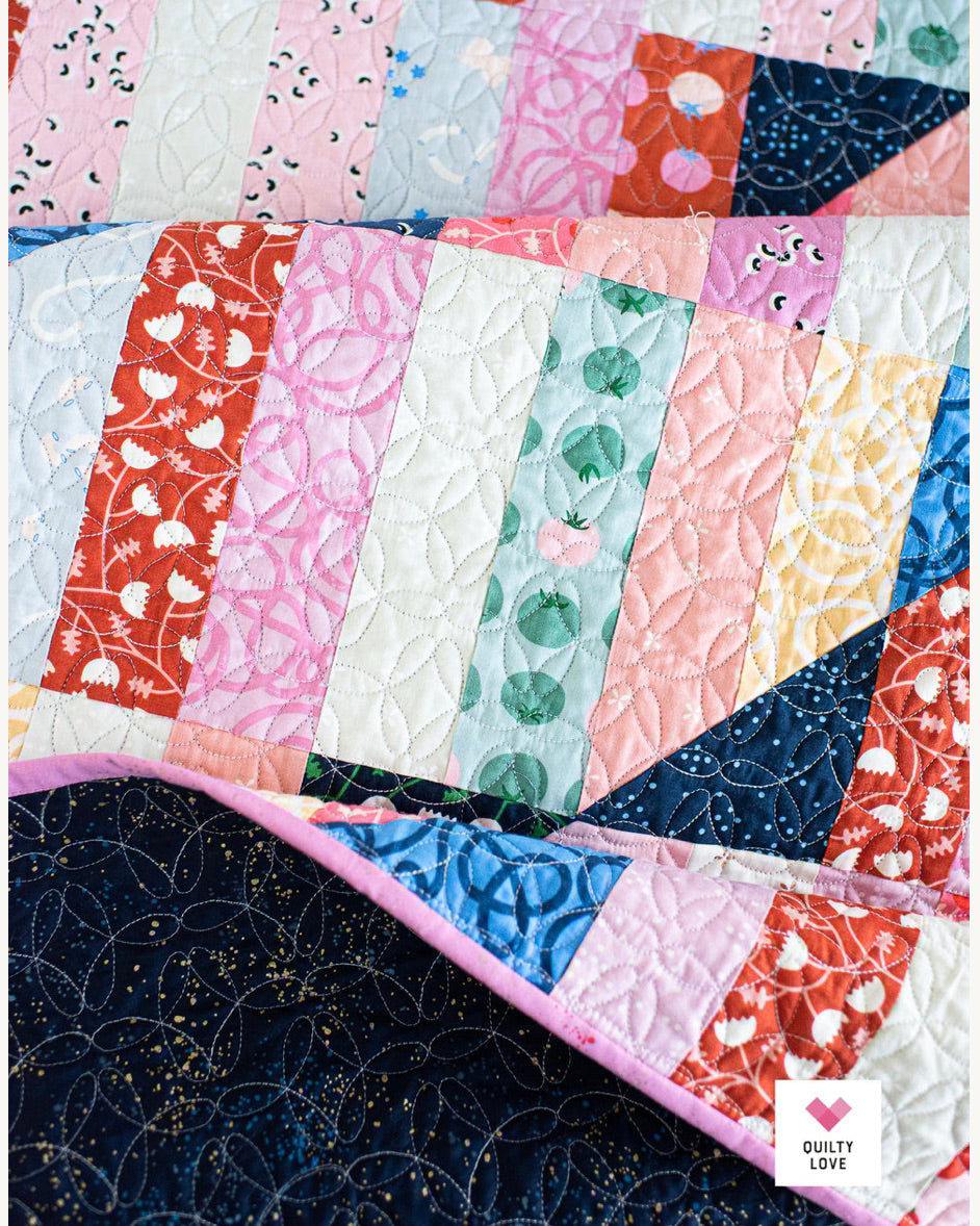 HAPPY STRIPES Quilty Love Pattern Stash Buster Quilt by Emily Dennis #144 - Good Vibes Quilt Shop