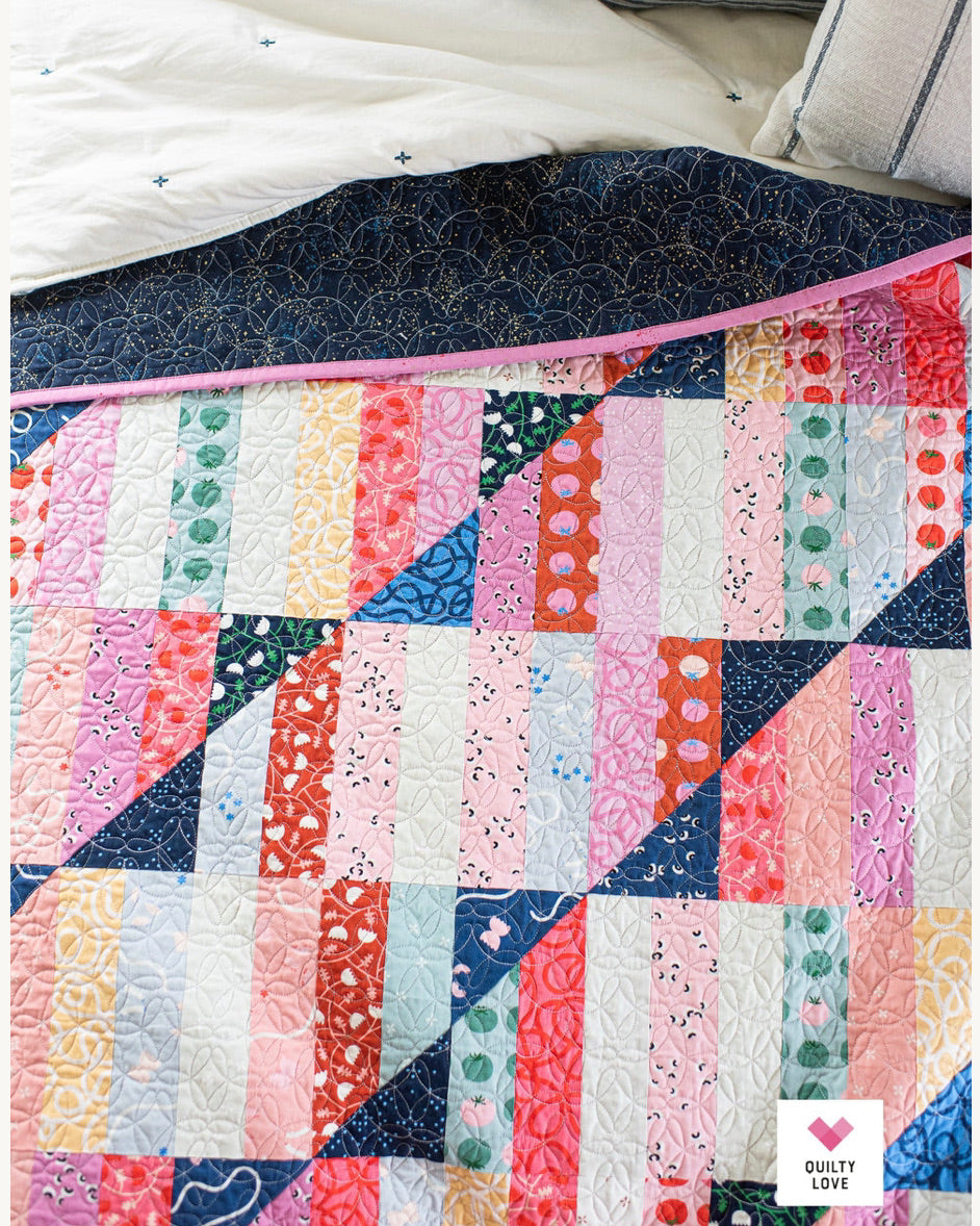 HAPPY STRIPES Quilty Love Pattern Stash Buster Quilt by Emily Dennis #144 - Good Vibes Quilt Shop